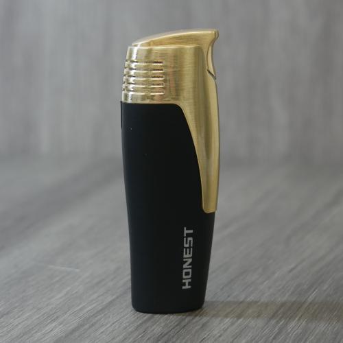 Honest Tyne Jet Flame Cigar Lighter - Black & Gold (HON177)