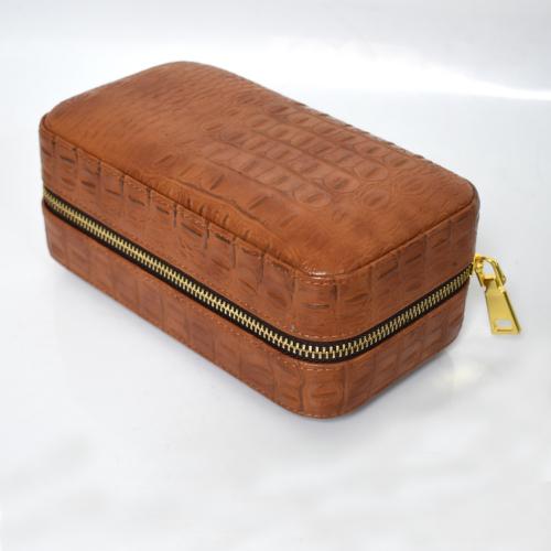 Leather Cigar Travel Case - 6 Cigar Capacity - Brown