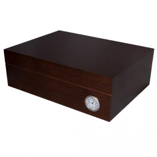 Kassod Wood Veneer Dark Brown Humidor With Dial Hygrometer - 50 Cigar Capacity