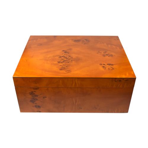 FATHERS DAY - Sikarlan Matt Light Burl Humidor - 40 Cigar Capacity