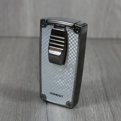 Honest G4 Jet Lighter - Chequered Silver - (HON13) - End of Line