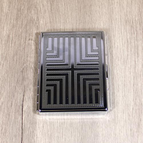 Metal Silver Patterned Design Cigarette Case - Fits Up To 9 Superking Cigarettes