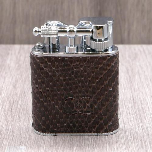 J Cure C.Gars Collection Pocket Jet Flame Lighter - Brown Python Leather