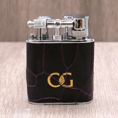 J Cure C.Gars Collection Pocket Jet Flame Lighter - Purple Crocodile Leather