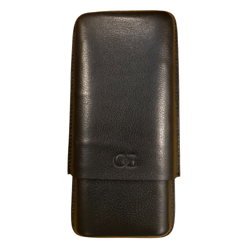 J Cure C.Gars Collection - Leather Cigar Case - Black 3 Cigar Capacity (End of Line)