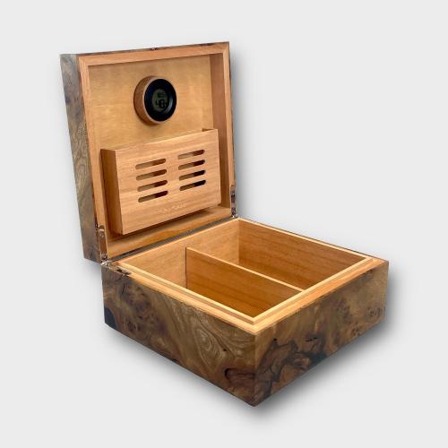 Jonathon Vaiksaar Natural Small Square Humidor - Burr Elm - 40 Cigar Capacity