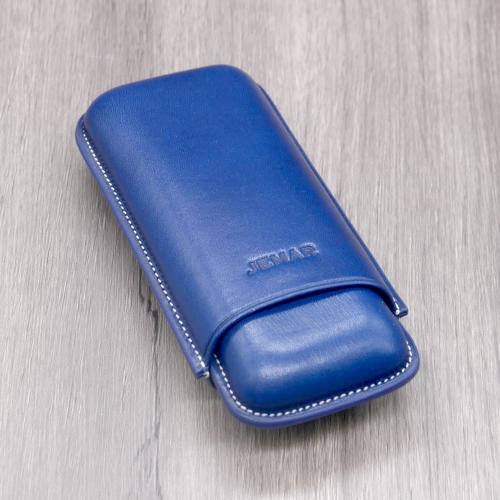 Jemar Leather Cigar Case - Robusto - Two Cigars - Blue