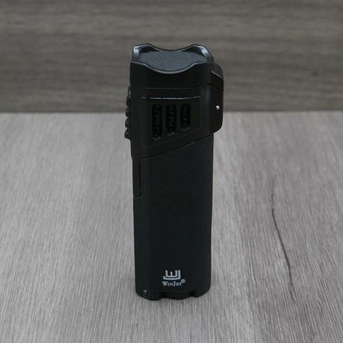 Winjet 4 Jet Gas Lighter with Cigar Punch - Black