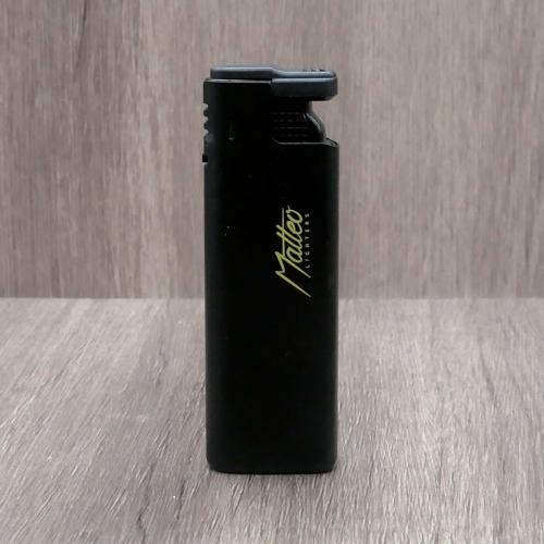 Matteo Black Turbo Red Flame Refillable Lighter