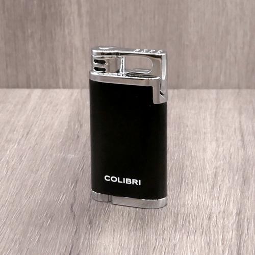 Colibri Belmont Single Jet Flame Lighter - Metallic Black & Chrome