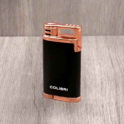 Colibri Belmont Single Jet Flame Lighter - Metallic Black & Rose