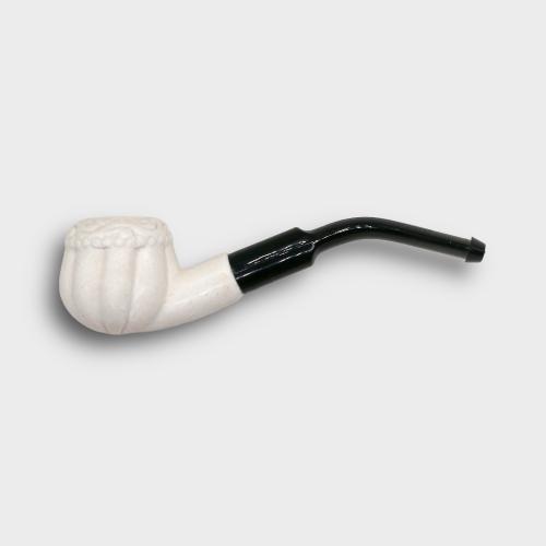 Meerschaum Small Panel Apple Web Bent Fishtail Black Stem Pipe (MEER76)
