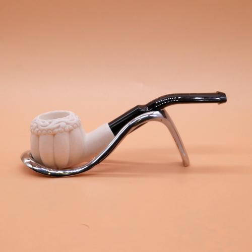 Meerschaum Small Panel Apple Web Bent Fishtail Pipe (MEER76)