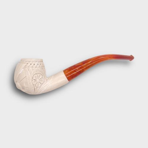 Meerschaum Standard Embossed Dragon Bent Fishtail Pipe (MEER82)