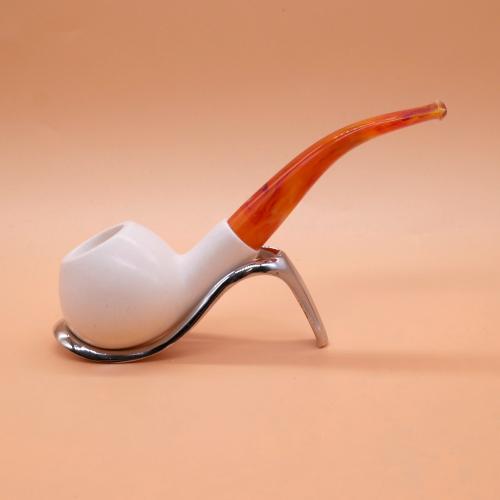 Meerschaum Standard Apple Smooth Bent Fishtail Pipe (MEER86)