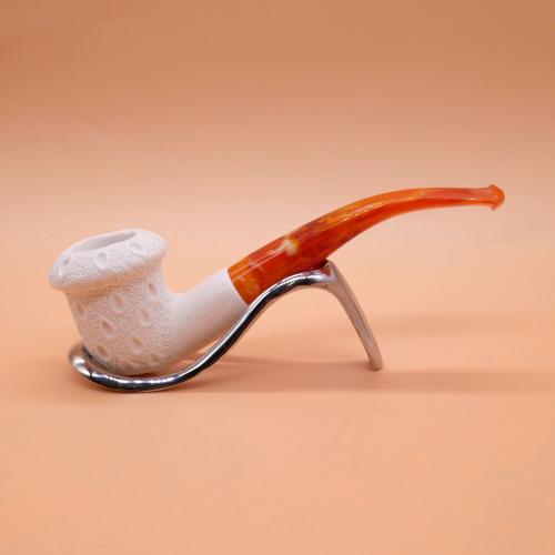 Meerschaum Standard Calabash Lattice Bent Fishtail Pipe (MEER87)