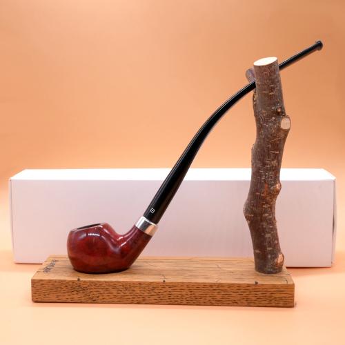 Molina Longus Terracotta Bent 9mm Filter Fishtail Churchwarden Pipe (ML53)