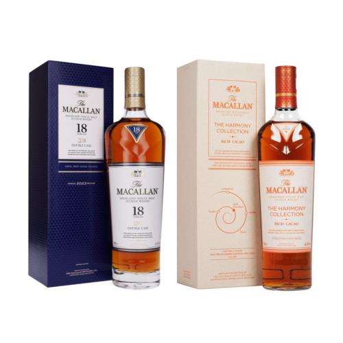 SPECIAL OFFER BUNDLE DEAL - Macallan 18 Year Old 2023 Double Cask & Macallan Harmony Rich Cacao Collection Whisky