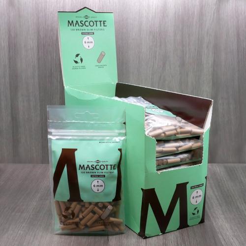 Mascotte Brown Organic Slim Extra Long 6mm Filter Tips (120) 10 Bags