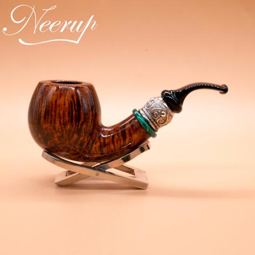 P Jeppesen Boutique gr 6 Smooth Bent Silver Fishtail Pipe (NEER290)