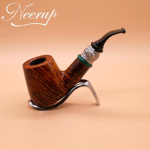 P Jeppesen Boutique gr 4 Smooth Bent Silver 9mm Filter Fishtail Pipe (NEER351)