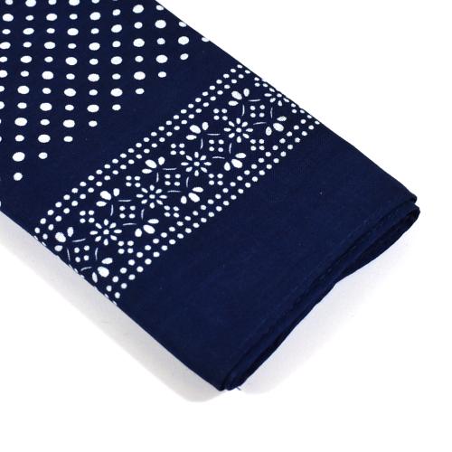 Wilsons of Sharrow Snuff Navy Polka Dot & Pattern Handkerchief