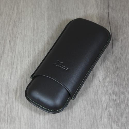 Zino Robusto Size Leather Case - Fits 2 Cigars - Black