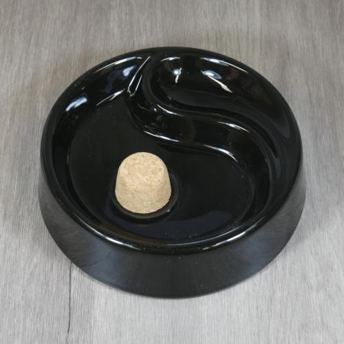 Ceramic Black Round One Rest Pipe Ashtray & Cork Knocker