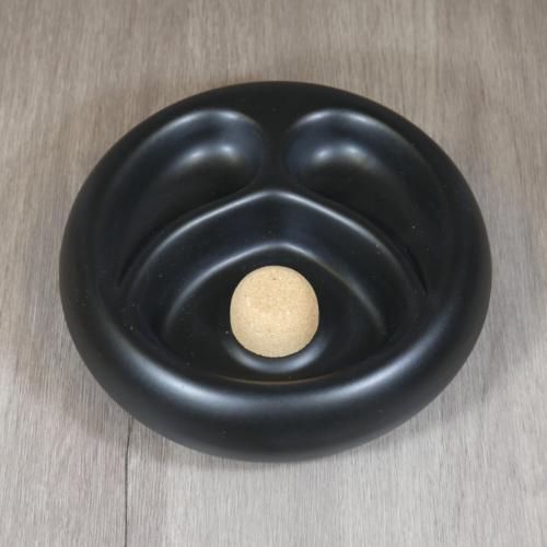 Ceramic Matte Black Two Rests Pipe Ashtray & Cork Knocker