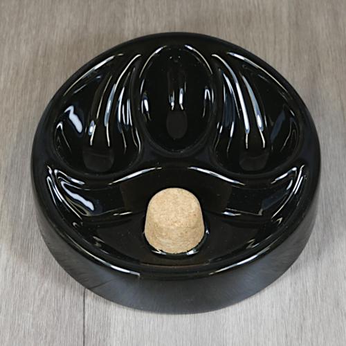 Ceramic Round Black Three Rests Pipe Ashtray & Cork Knocker