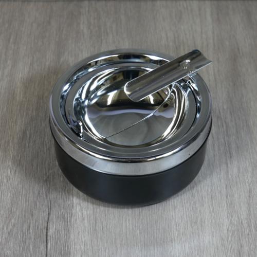 Split Top Black Metal Ashtray - 1 Cigar Rest