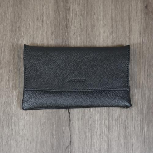 Artamis Black Calf Roll Up Pouch with Buttons and Paper Holder