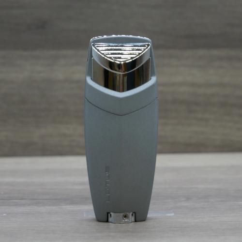 Lotus 2720 Double Jet Cigar Lighter - Light Grey & Chrome