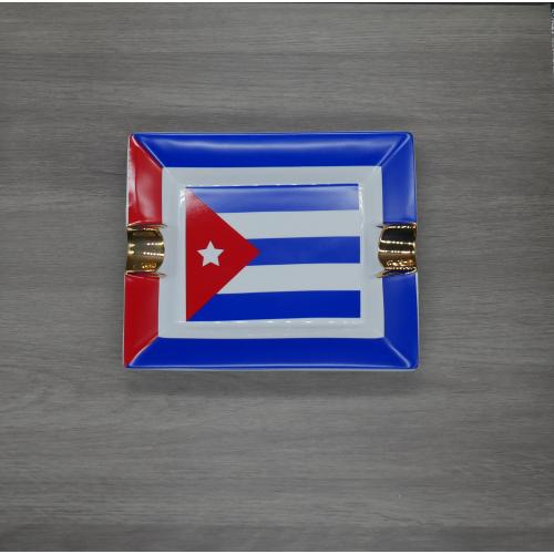 Cuban Flag Rectangular Cigar Ashtray - Two Position