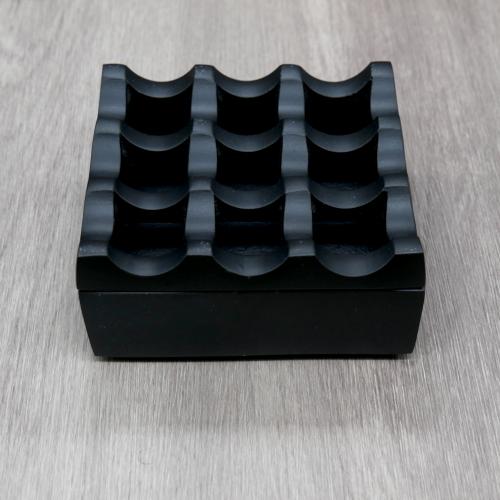 Cast Aluminium 9 Hole Grid Square Cigar Ash Tray - Black