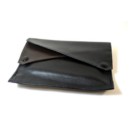 Dr Plumb Leather Wallet Style Black & Brown Double Pocket Tobacco Pouch