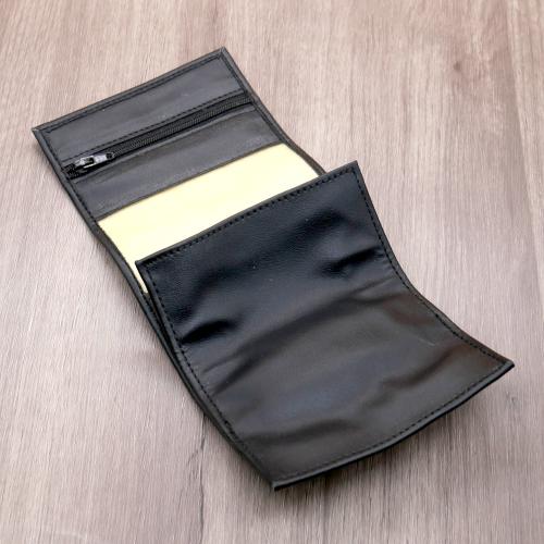 Black Leatherette Hand Rolling Tobacco Sifter Pouch and Paper Holder (No Poppers)
