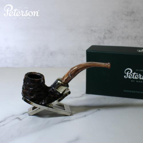 Peterson Derry Rustic 221 Nickel Mounted 9mm Filter Coffee Fishtail Pipe (PE1997)