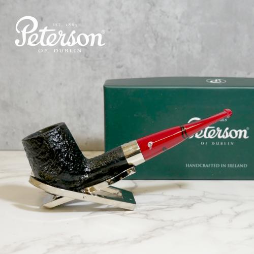 Peterson Dracula X105 Sandblasted Ebony Nickel Mounted Fishtail Pipe (PE2168)