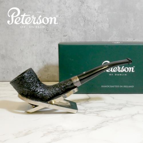 Peterson Cara Ebony 268 Sandblasted Silver Mounted Fishtail Pipe (PE2186) - End of Line