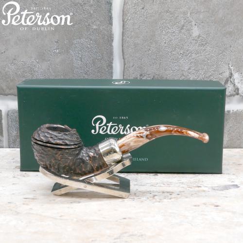 Peterson Derry Rustic 999 Nickle Mounted 9mm Filter Fishtail Pipe (PE2508)