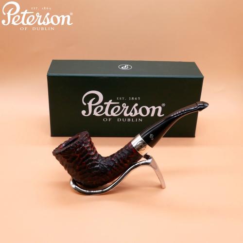Peterson Sherlock Holmes Mycroft Rustic Silver Mounted P Lip Pipe (PE2610)