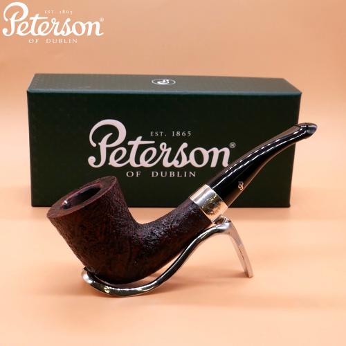 Peterson Sherlock Holmes Mycroft Sandblast Silver Mounted P Lip Pipe (PE2624)