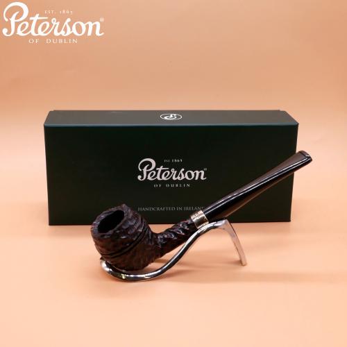 Peterson Junior Rusticated Rhodesian Nickel Mounted Fishtail Pipe (PE2631)
