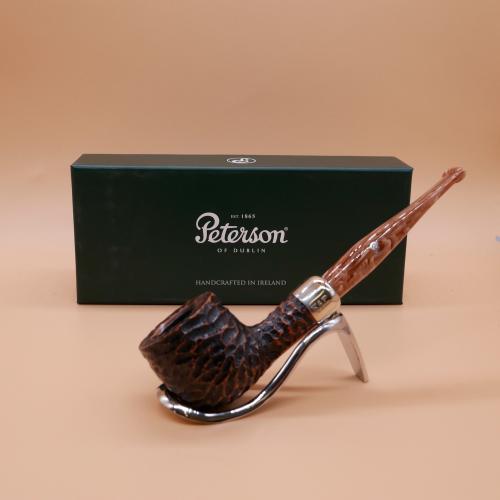 Peterson Derry Rustic 606 Nickel Mounted 9mm Filter Fishtail Pipe (PE2635)