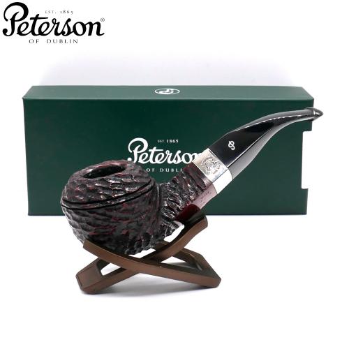 Peterson Sherlock Holmes Squire Rustic Silver Mounted P Lip Pipe (PE2737)