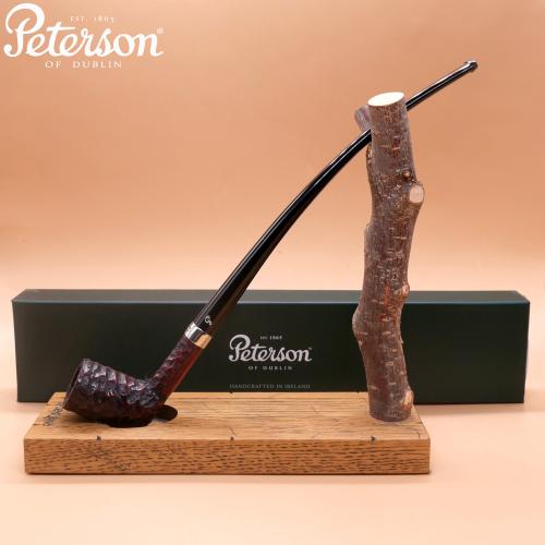 Peterson Churchwarden Rustic Dublin Nickel Mounted Fishtail Pipe (PE2871)