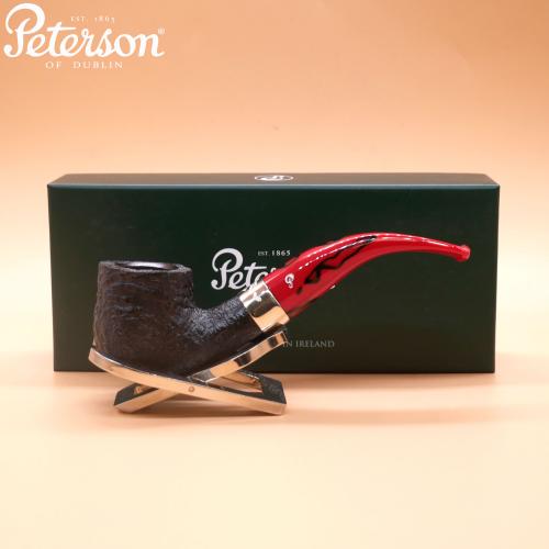Peterson Dracula 01 Sandblasted Ebony Nickel Mounted 9mm Fishtail Pipe (PE2876)