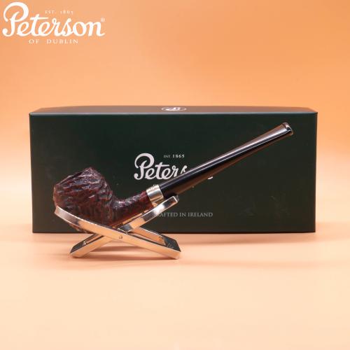 Peterson Junior Canted Apple Rusticated Nickel Mounted Fishtail Pipe (PE2925)