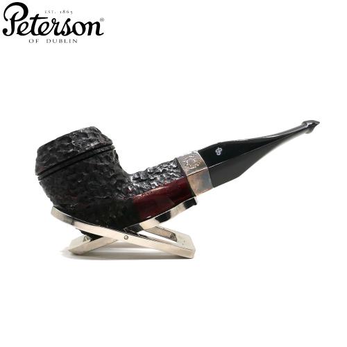 Peterson Sherlock Holmes Baker Street Rustic Silver Mounted P Lip Pipe (PE2993)